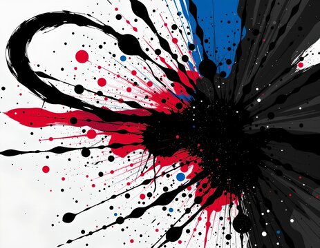 Vibrant Abstract Ink Art with Dynamic Brush Strokes