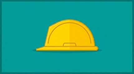 Fototapeta premium Yellow safety hard hat construction helmet vector illustration on teal background side view