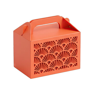 Orange Gable Box with Fan Pattern Cutouts