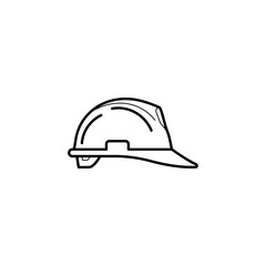 Fototapeta premium Outline of a hard hat safety helmet with construction equipment protective