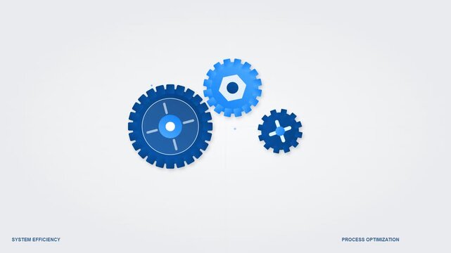 Corporate Blue Rotating Gear Mechanism System Loop Animation