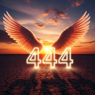 Angel Number 444 Wings Sunset Spiritual Symbolism.