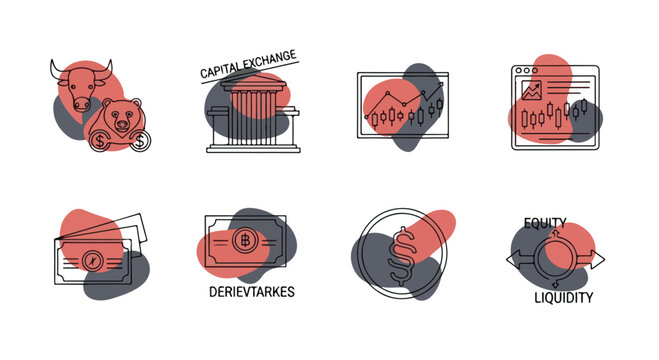 Physical therapy equipment icons set, medical rehabilitation tools for recovery. 8 vector illustrations of wheelchair, walker, treadmill, and prosthetic leg