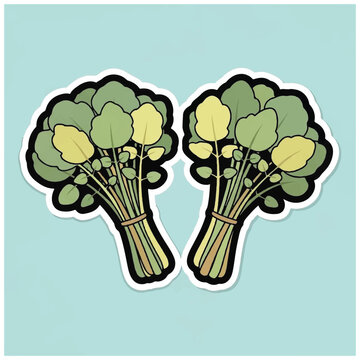 Two bunches of fresh green broccoli.