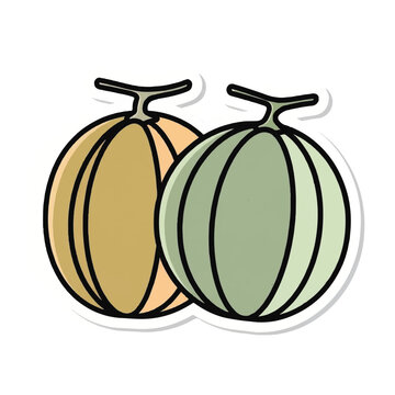 Two melons fruit illustration.