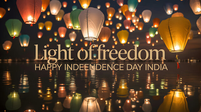 Floating Lanterns on Water for India Independence Day Freedom Celebration
