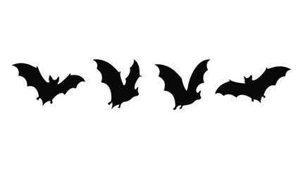 Four black bat silhouettes flying © SyedZahedul