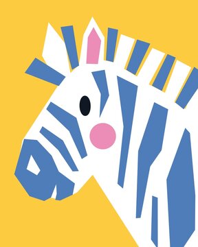 Cute Playful Zebra Illustration in Simple Graphic Style