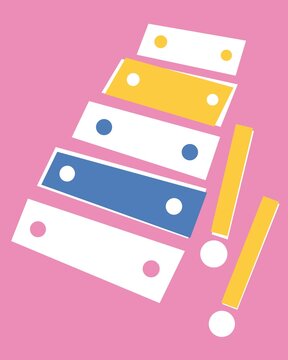 Cute Playful Xylophone Illustration in Simple Graphic Style