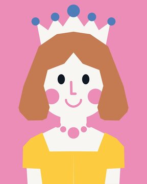 Cute Playful Queen Illustration in Simple Graphic Style