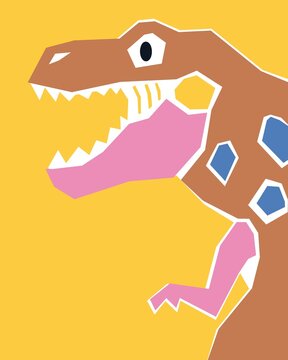 Cute Playful T-Rex Illustration in Simple Graphic Style