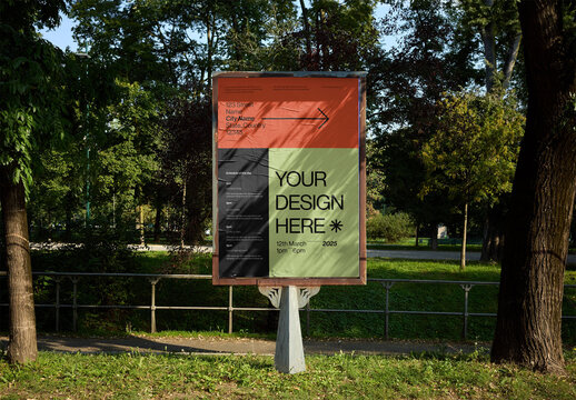 Mockup Of Customizable Poster In Park