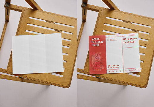 Mockup Of Customizable Tri-Fold Open Leaflet