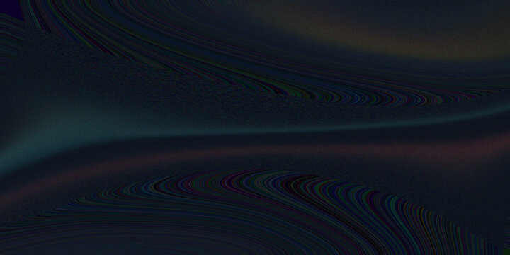 Abstract dark fluid wave pattern featuring holographic light refractions across grainy deep blue surface for digital background.
