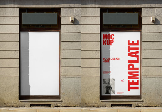 Mockup Of Customizable Poster In Window