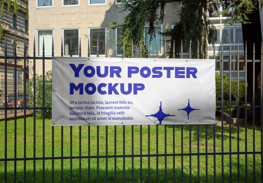 Mockup Of Customizable Hoarding On Railings