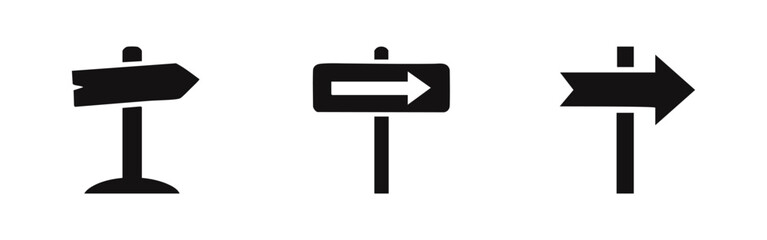 Directional signpost and arrow icon set. © Lili