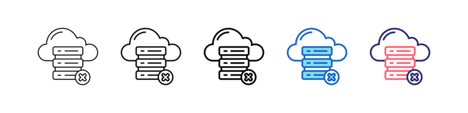 Serverless Computing Icon In 5 Different Styles Set Collection.   