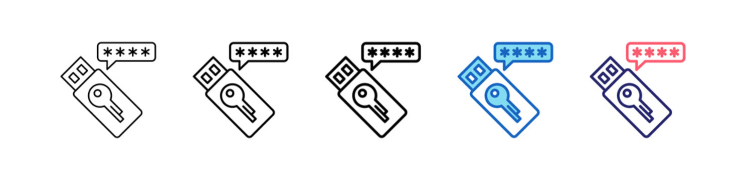 Security Token Icon In 5 Different Styles Set Collection.   