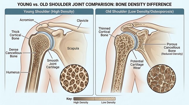 Young vs. old shoulder joint: bone density difference