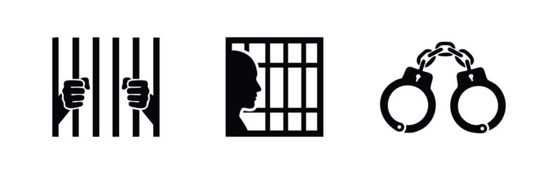 Prison Justice and Handcuffs Icons