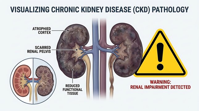 Visualizing chronic kidney disease pathology with warning