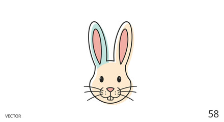 Obraz premium Colorful cartoon bunny face closeup.