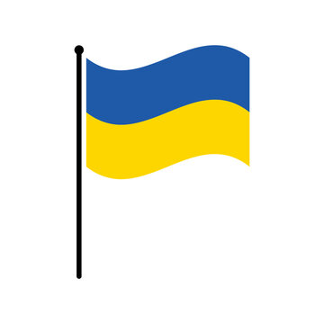 National flag of Ukraine. Ukraine flag computer digital vector illustration icon design. Fluttering flagpole flag.