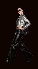 Naklejka premium Fashionable Female Model Wearing Trendy Streetwear