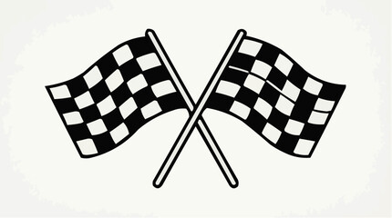 Fototapeta premium Crossed Checkered Racing Flags Vector Illustration Isolated on White Background