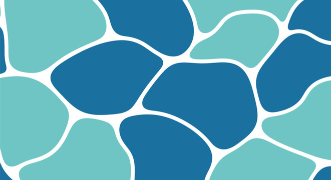 Abstract blue and turquoise vector water texture with organic pebble mosaic pattern