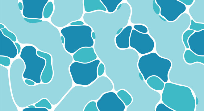 Abstract blue aqua seamless vector water texture background with organic pebble pattern