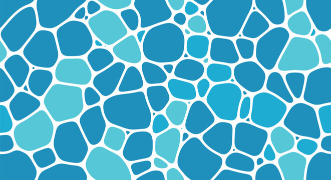 Blue mosaic water texture vector background with abstract pool surface pattern