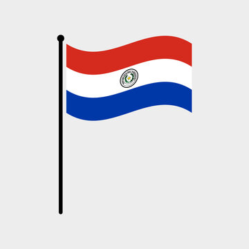Flag of Paraguay. Paraguay flag computer digital vector illustration icon design. Fluttering flagpole flag.