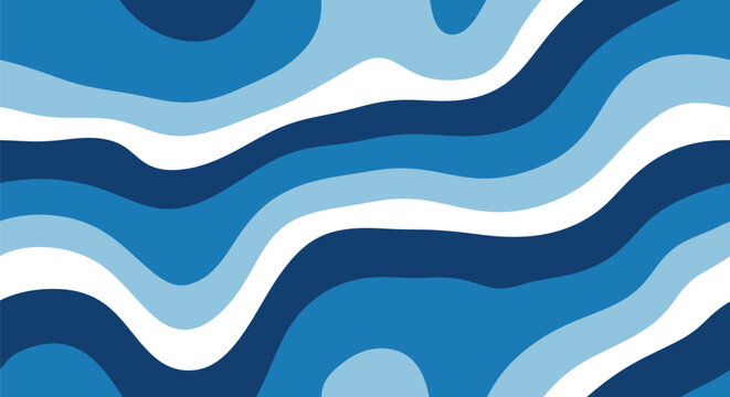 Abstract Blue Wave Vector Water Texture Background with Layered Fluid Stripes