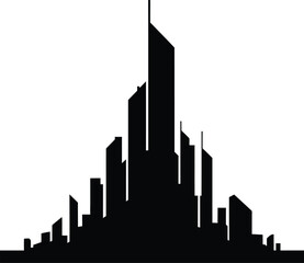 Fototapeta premium Black silhouette of a modern city skyline with tall skyscrapers and urban buildings