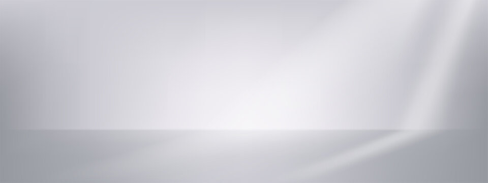 White limbo light background with gray texture. Empty abstract grey studio with space for cosmetic and podium. Concrete base mockup with simple window sunlight and popular 3d shade bg for illustrator