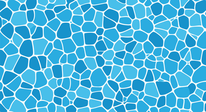 Blue mosaic water texture vector pattern with abstract pool background