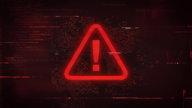 Cyber Warning Alert &ndash; Red Digital Exclamation Mark Symbol on Dark Tech Background