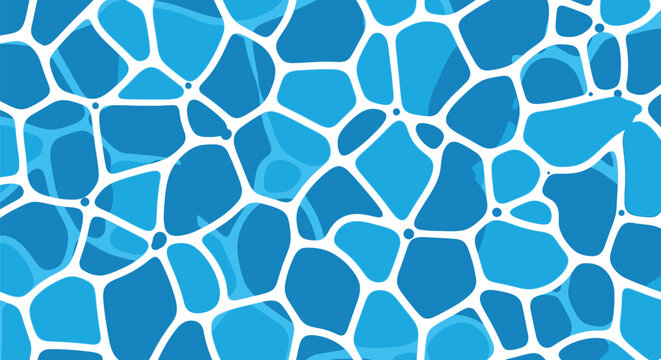 Blue swimming pool water texture vector pattern with mosaic tile caustics background