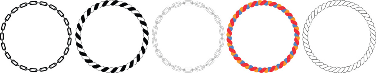 Vector chain and rope border frames on transparent background © Provir