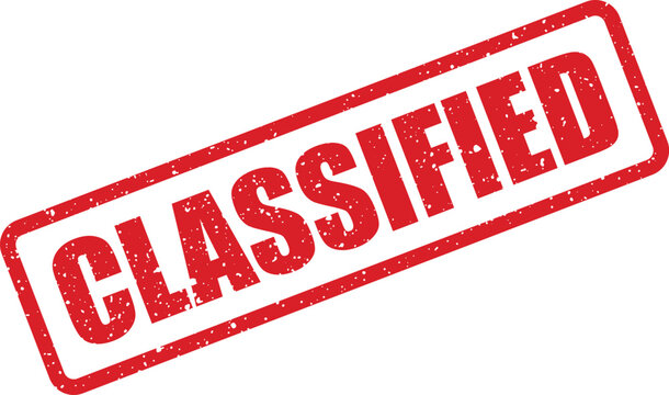 Confidential classified red grunge stamp with distressed texture for sensitive information and restricted access