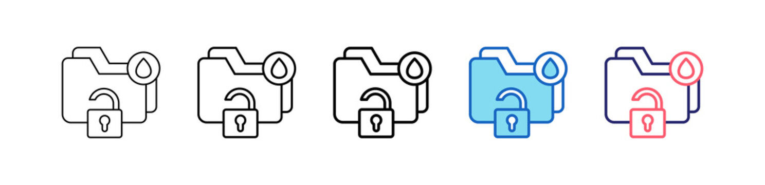 Data Leak Icon In 5 Different Styles Set Collection.   
