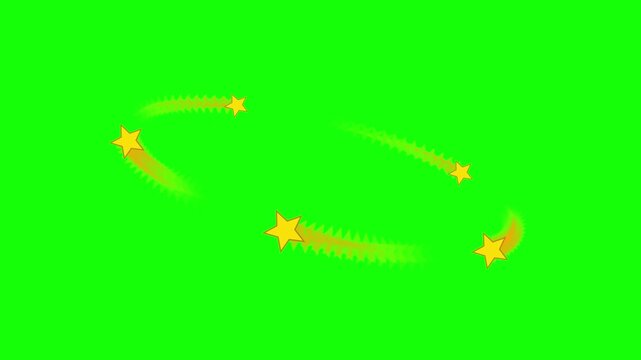 Rotating cartoon stars dizzy effect green screen. 4K Video
