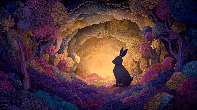 Cozy cave interior with glowing orange fire and detailed rocky walls in a digital painting