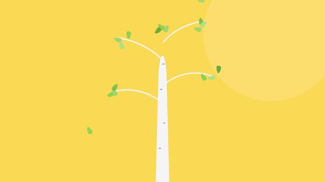 Aspen Tree With Quivering Leaves On Yellow