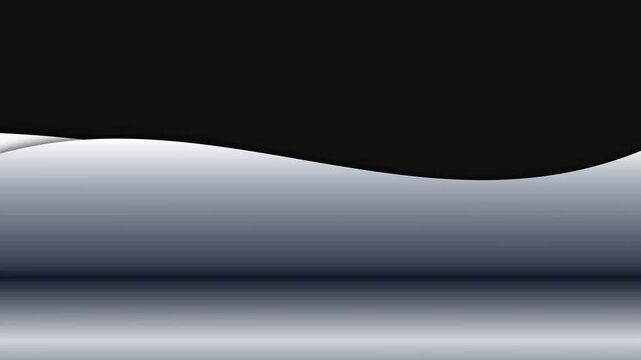 Abstract smooth silver wave curves against a deep black background pattern