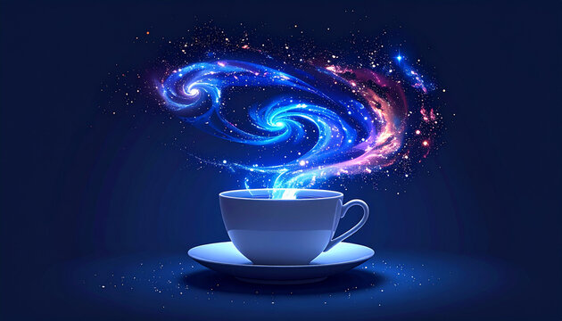 Cosmic cup with glowing abstract energy