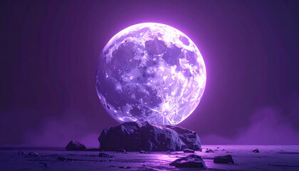Glowing purple moon illuminated display