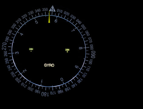 Closeup view of gyro compass at night